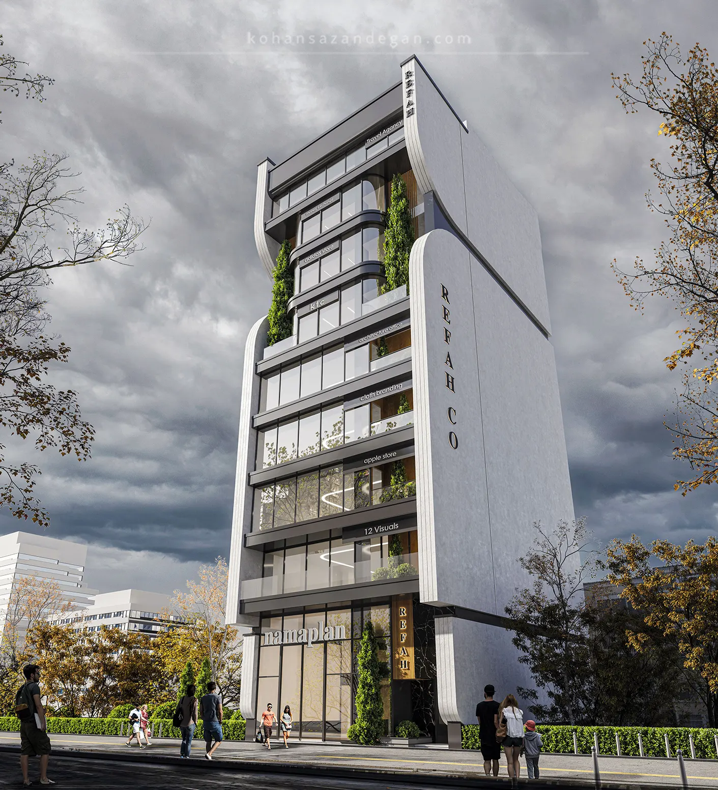 طراحی آپارتمان تجاری اداری 12 طبقه