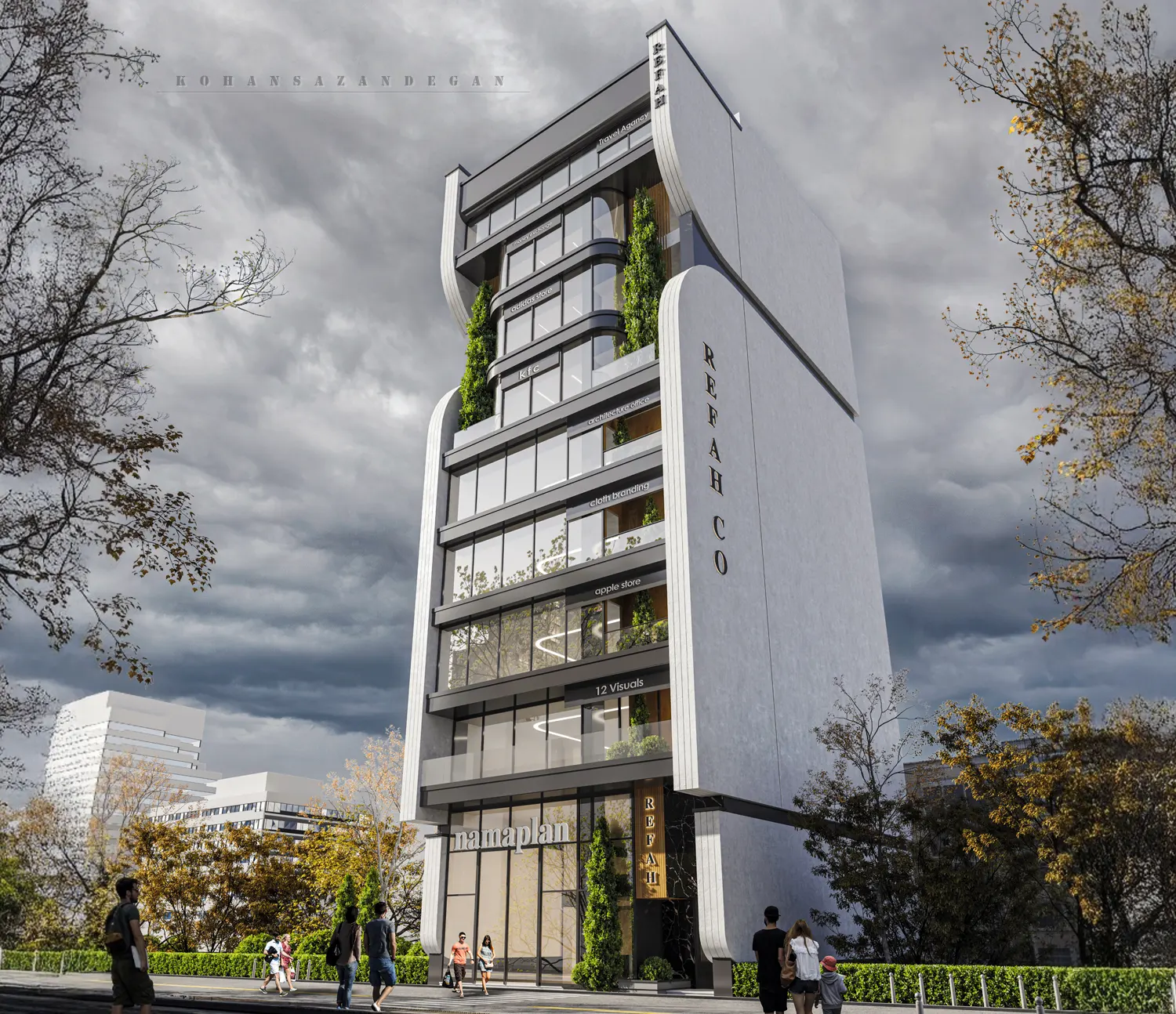 طراحی مجتمع تجاری 12 طبقه بانک رفاه ساری