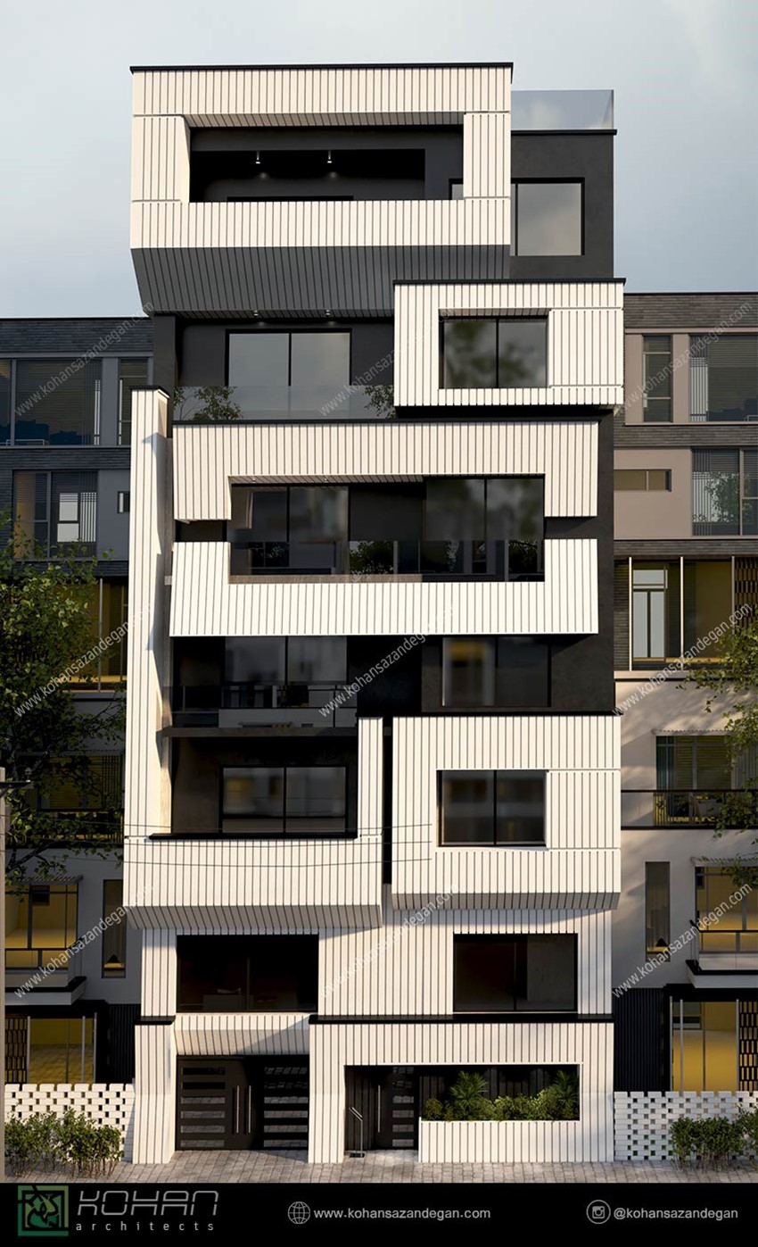 طراحی آپارتمان مسکونی با نمای مدرن در ساری