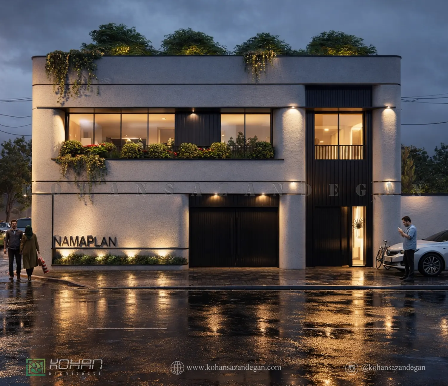 نمای مدرن آپارتمان مسکونی یک طبقه 