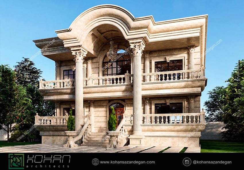 طراحی ویلا با نمای کلاسیک در مازندران